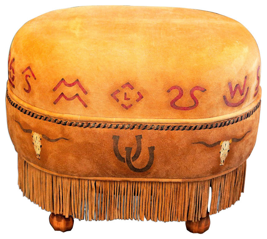 Butterscotch Deer Suede Ottoman   Southwestern   Footstools And Ottomans   by Your Western Decor  Houzz