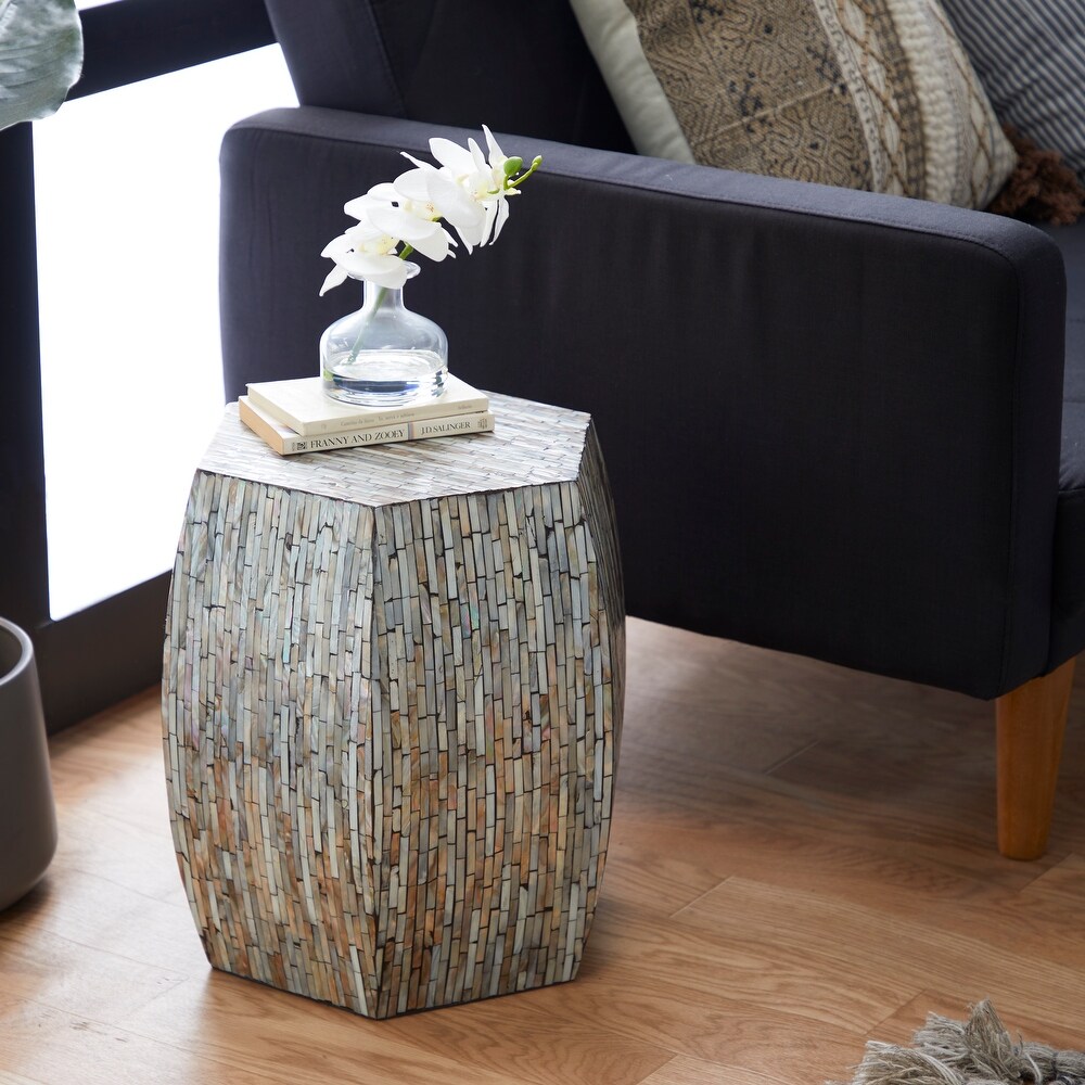 Grey Shell Contemporary Accent Table 16 x 16 x 16