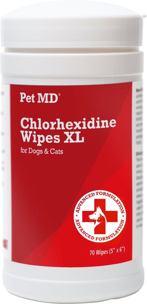 Pet MD Chlorhexidine Antiseptic Dog and Cat Wipes， 70 count