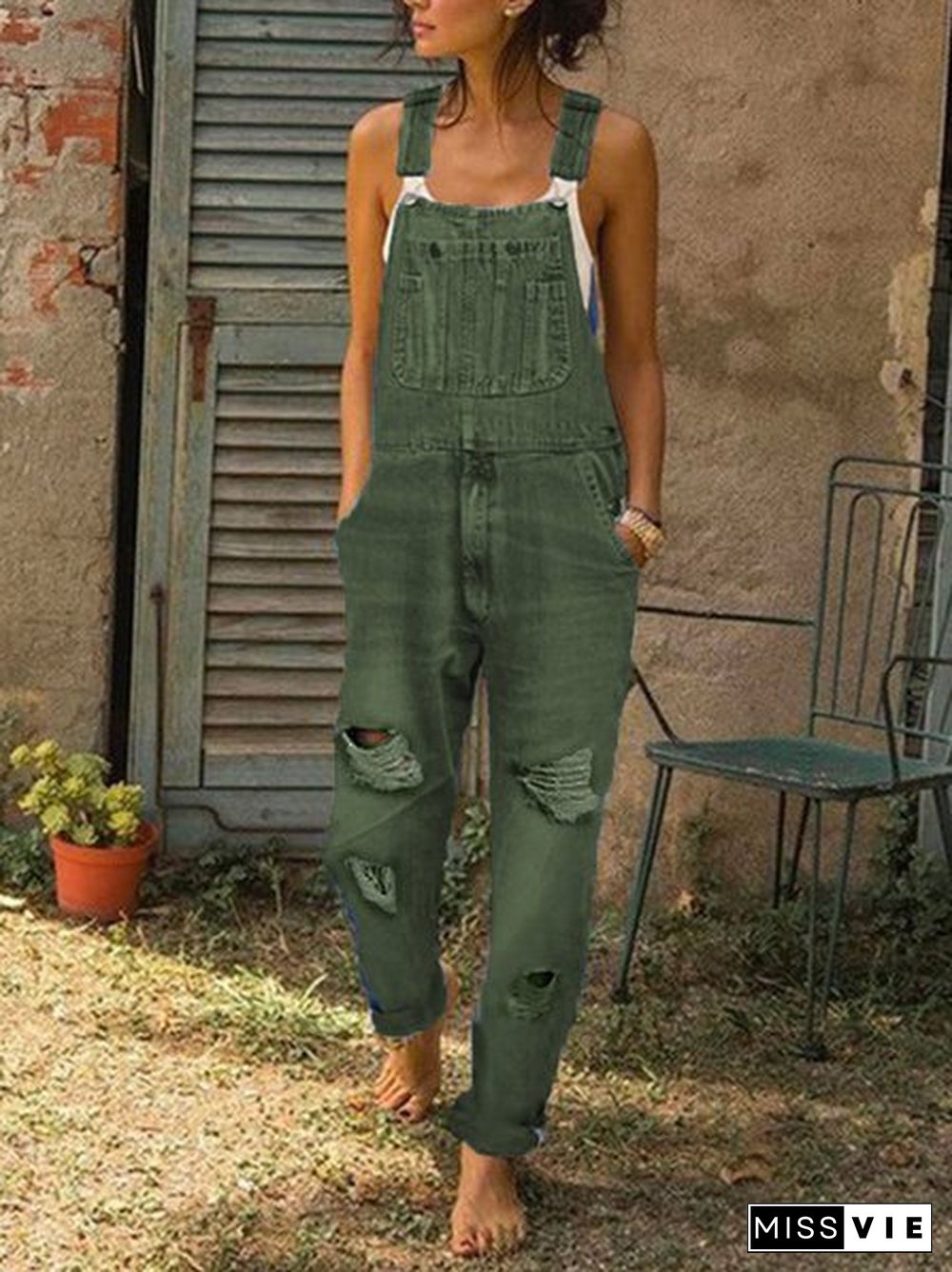 Women's Casual Jeans Denim Rompers Sleeveless Overalls Jumpsuit