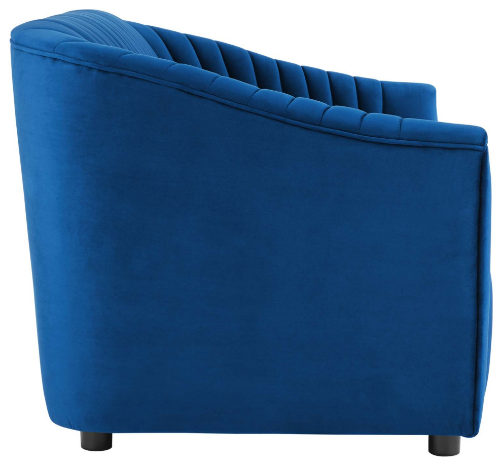 Announce Performance Velvet Channel Tufted Loveseat  Navy   Contemporary   Loveseats   by GwG Outlet  Houzz