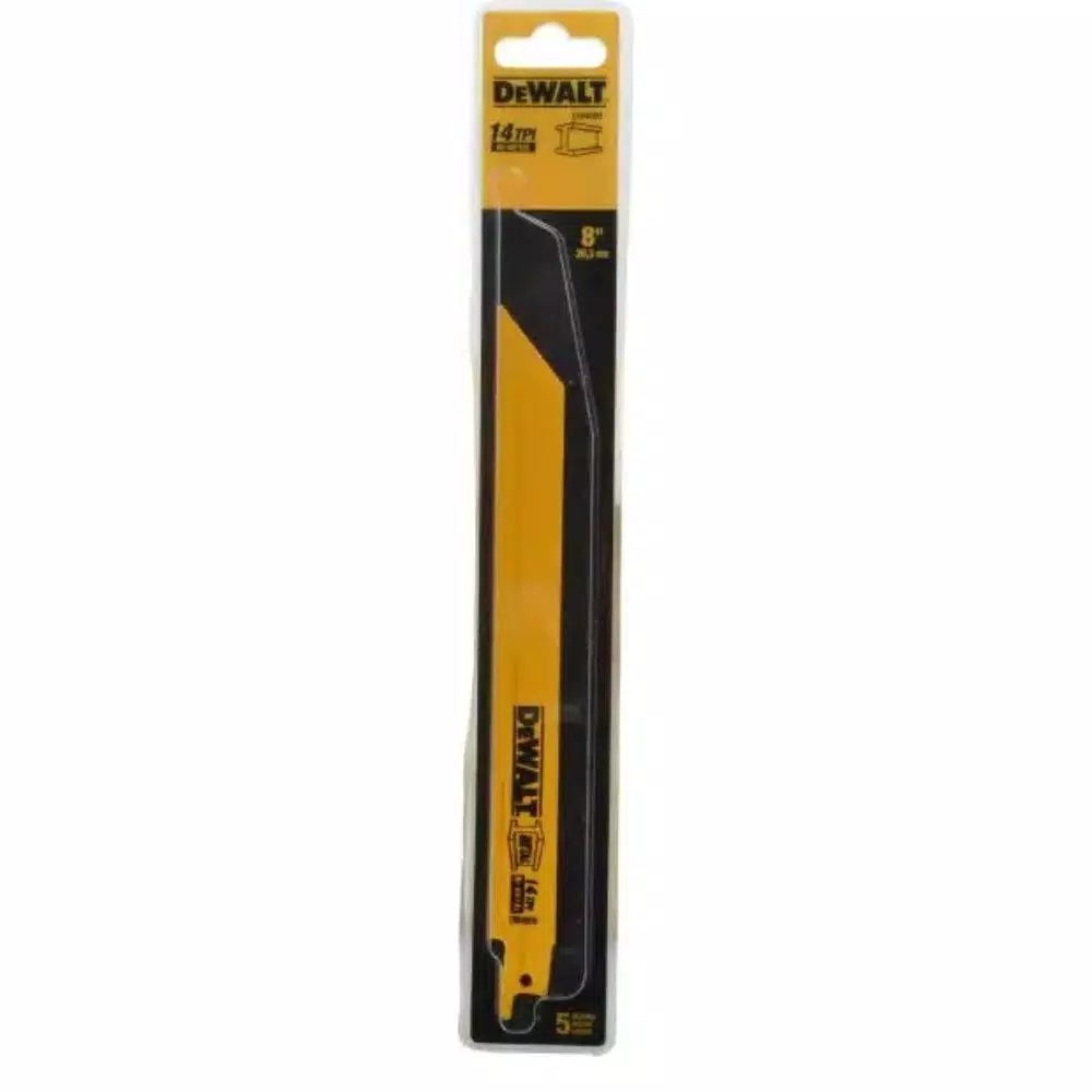 DEWALT 8 in. 14 Teeth per in. Straight Back Bi-Metal Reciprocating Saw Blade (5-Pack) and#8211; XDC Depot