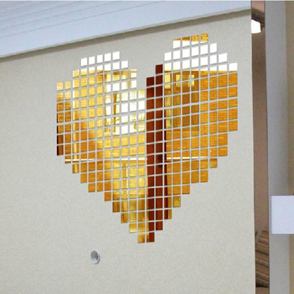 Gold 100pcs Hot Sale Modern Design Adhesive Mini Square 3d Diy Wall Mirror For Room Bedroom Kitchen Bathroom Stick Decal Home Party Decoration Decor A