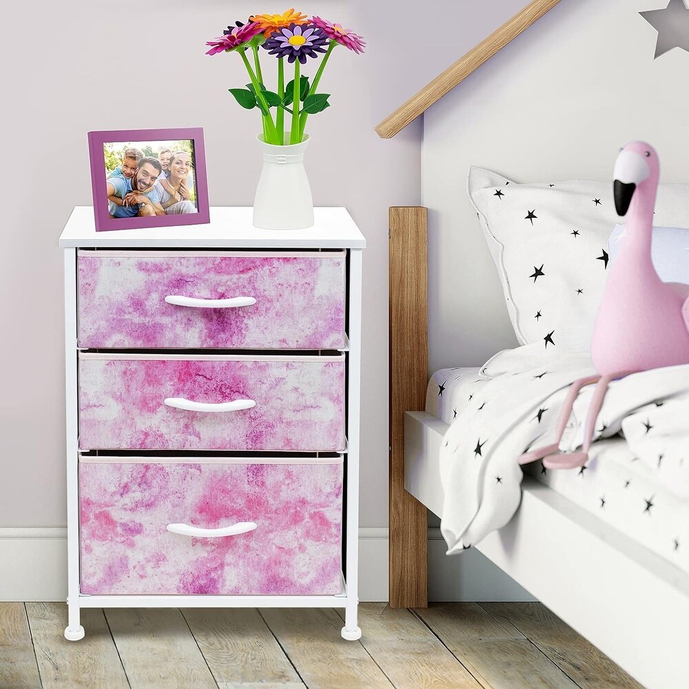 Nightstand Storage Organizer with 3 Drawers Kids Girls 14\