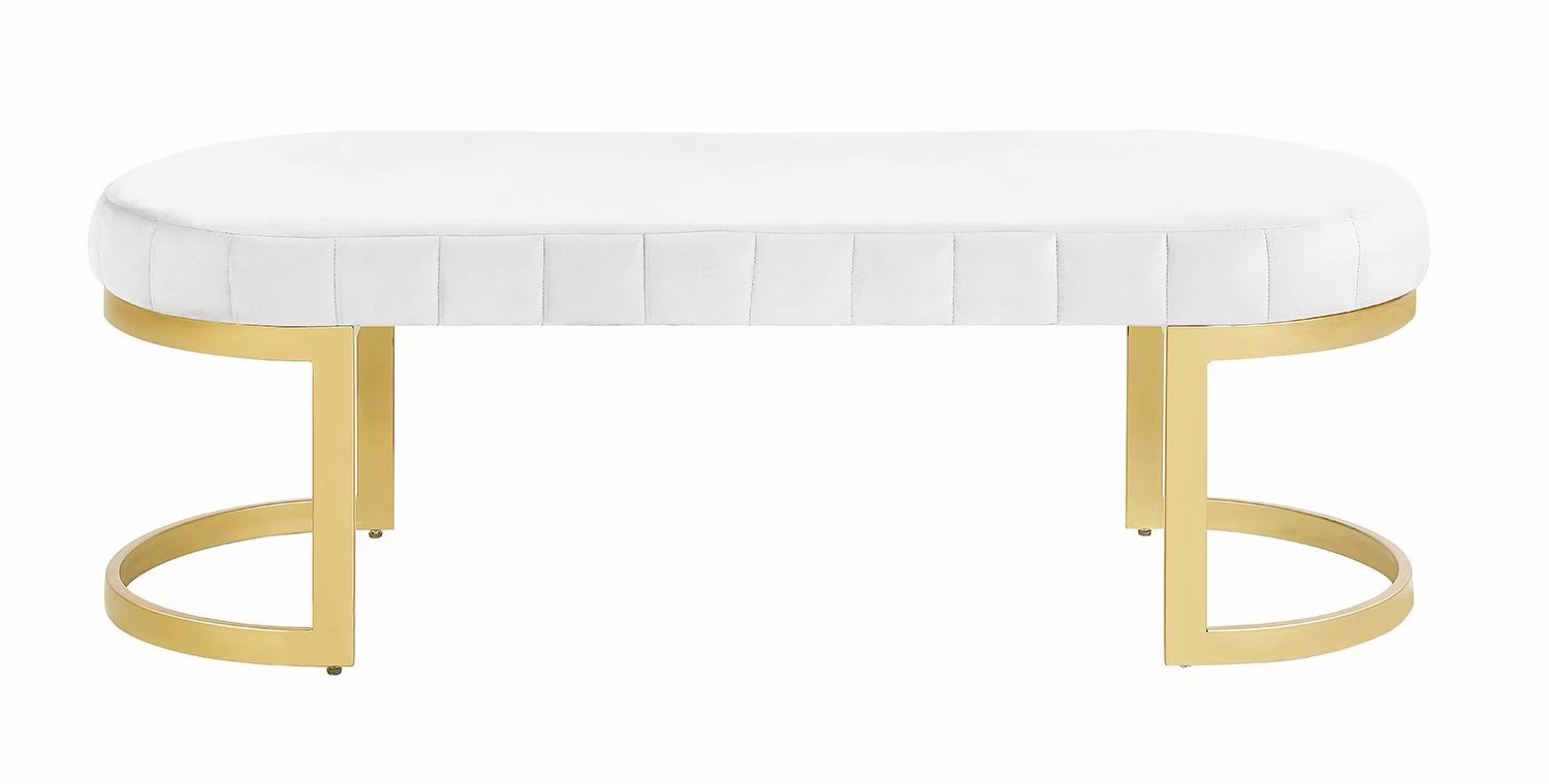 Morden Fort Upholstered Velvet Bedroom Bench Footrest Entryway White