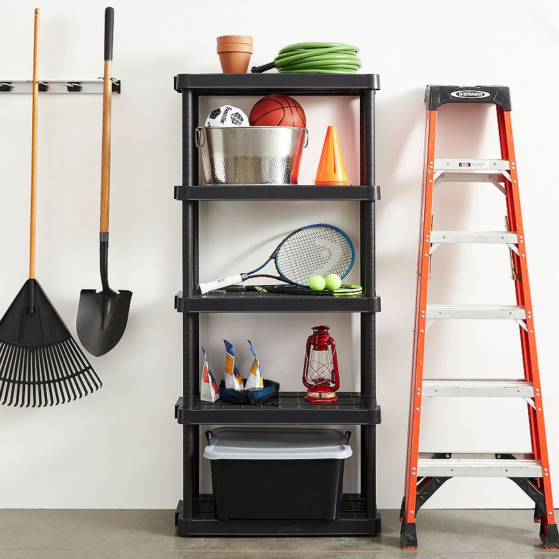 Gracious Living 5 Shelf Adjustable Ventilated Medium Duty Shelving Unit， Black