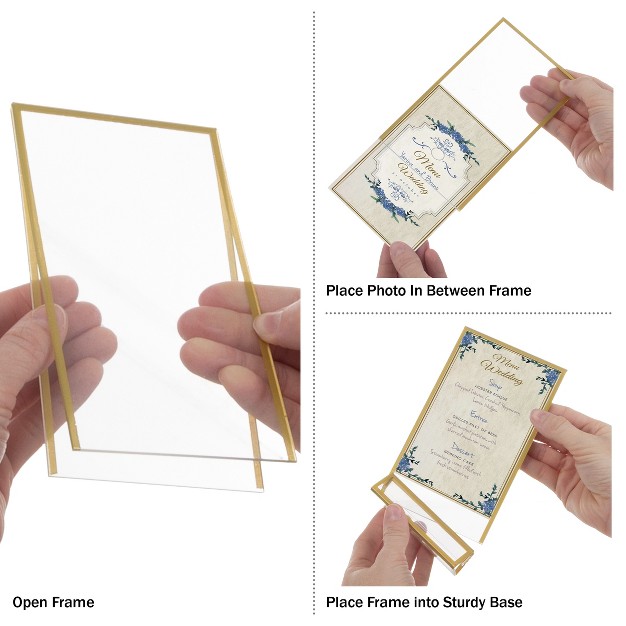 4 X 6 Picture Frames 6 pack Floating Frame Set For Table Numbers Wedding Signs Photos Or Table Decor By Great Northern Party Gold