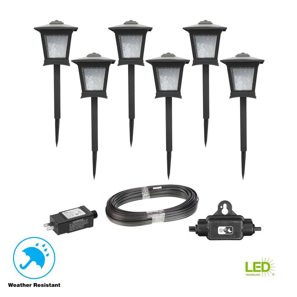 Hampton Bay Low Voltage Black LED Integrated Path Light Kit (6-Pack) L08657