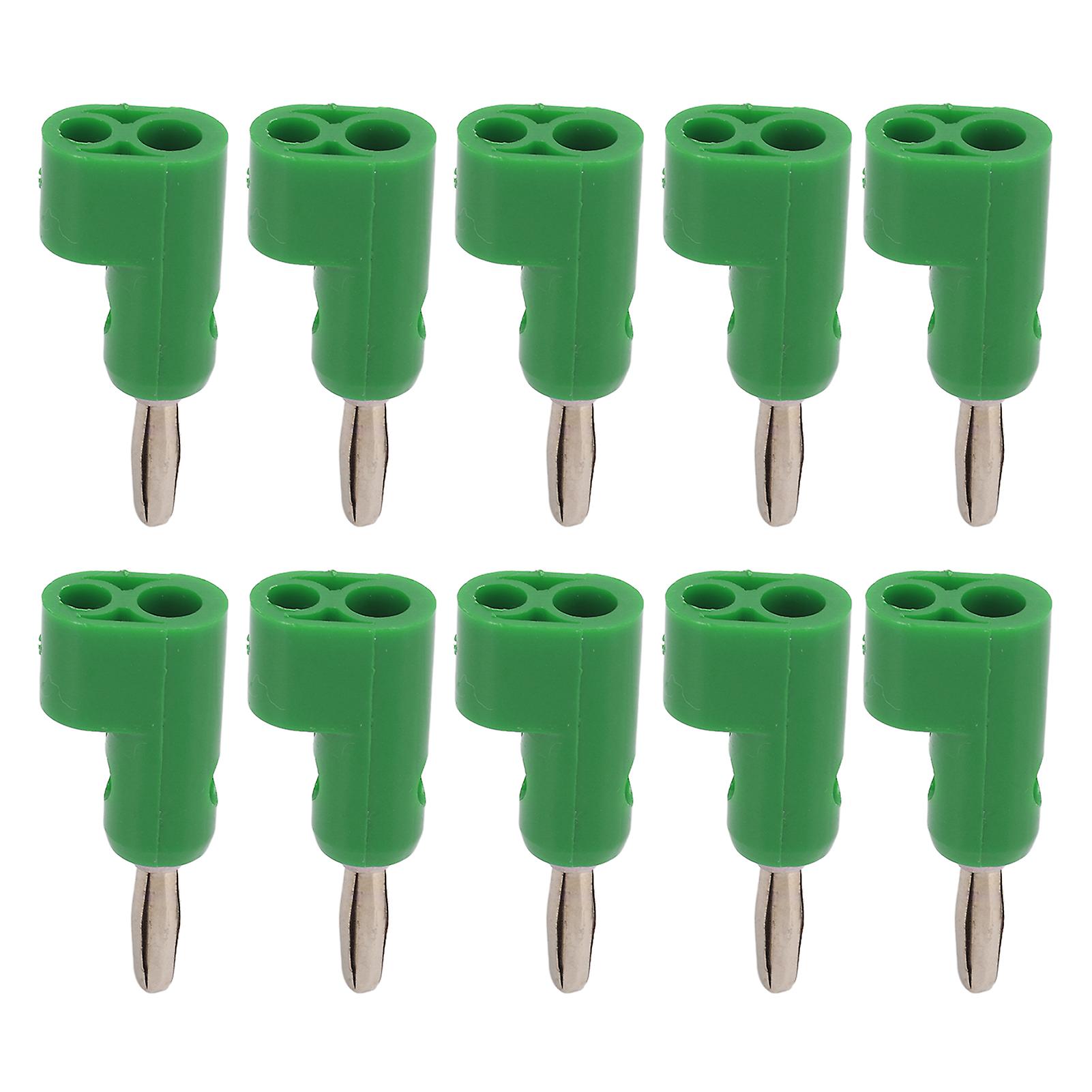 10pcs/set 4mm Solderless Banana Plug Stackable Open Screw 30v Ac60v Dc Maximum 24a For Electronics Industrial Equipmentgreen