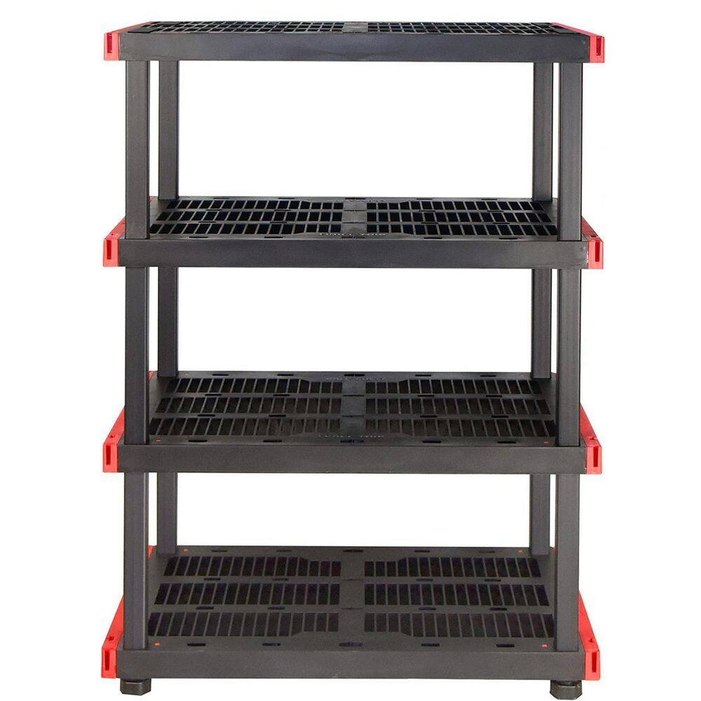 Black 4-Tier Plastic Garage Storage Shelving Unit (40 in. W x 55 in. H x 24 in. D) shelve-612