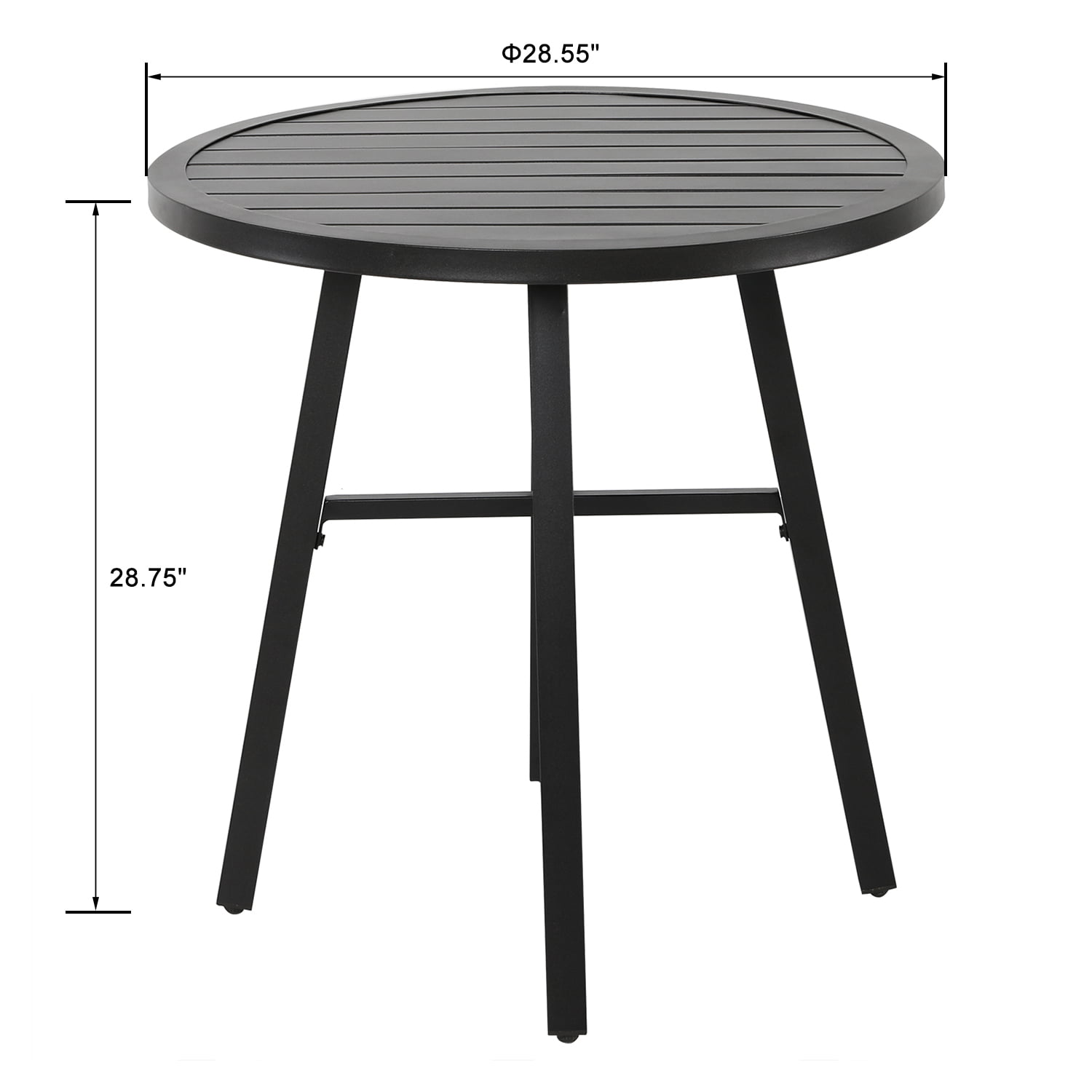 Nuu Garden 28 inch Round Patio Table, Metal Finished Outdoor Dinning Table, Outdoor Side Coffee Tea Table for Bistro, Backyard, Lawn and Balcony, Black