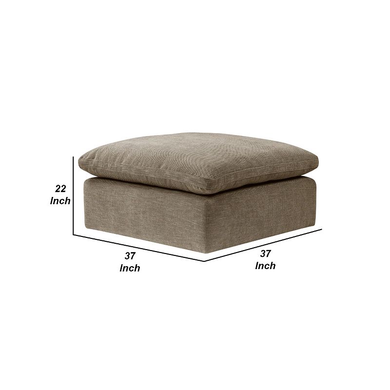 Scott 37 Inch Square Ottoman， Removable Pillow Top Cushion， Beige