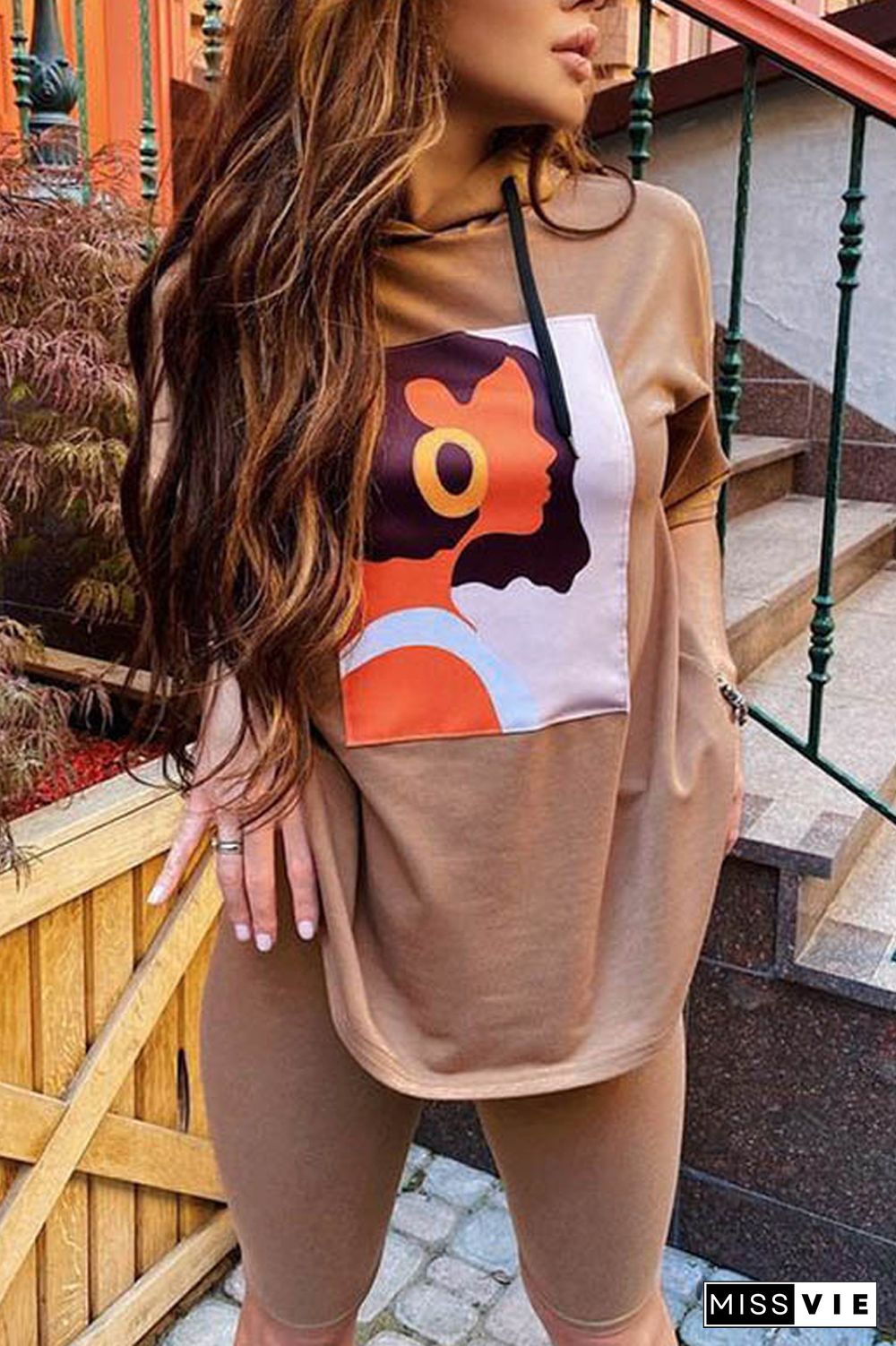 Cartoon Print Hoodie Two Pieces Sets