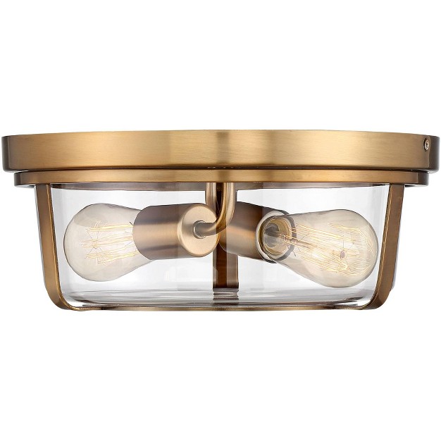 Wide Warm Brass 2 light Clear Glass For Bedroom Living Room Bathroom Hallway