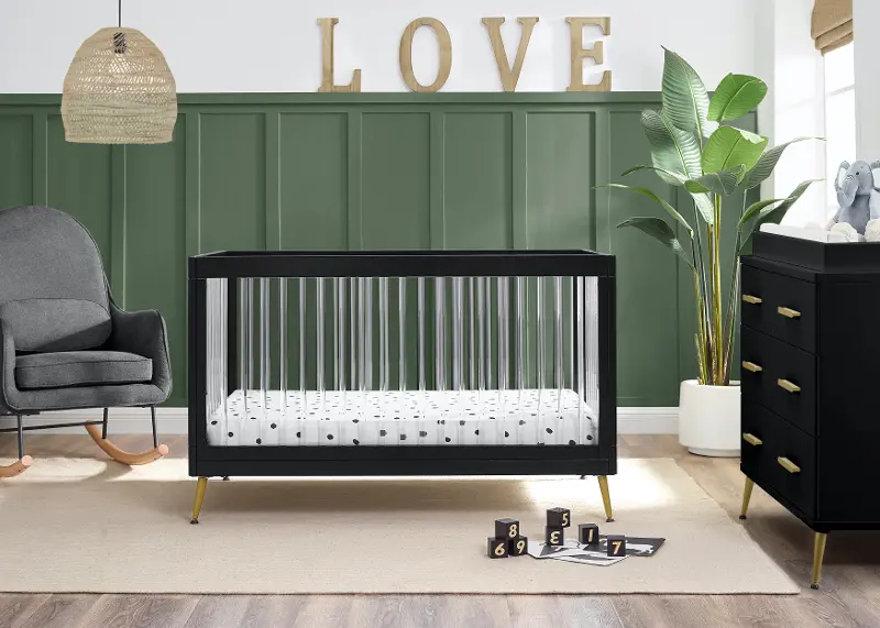 Sloane Black Acrylic 4-in-1 Convertible Crib