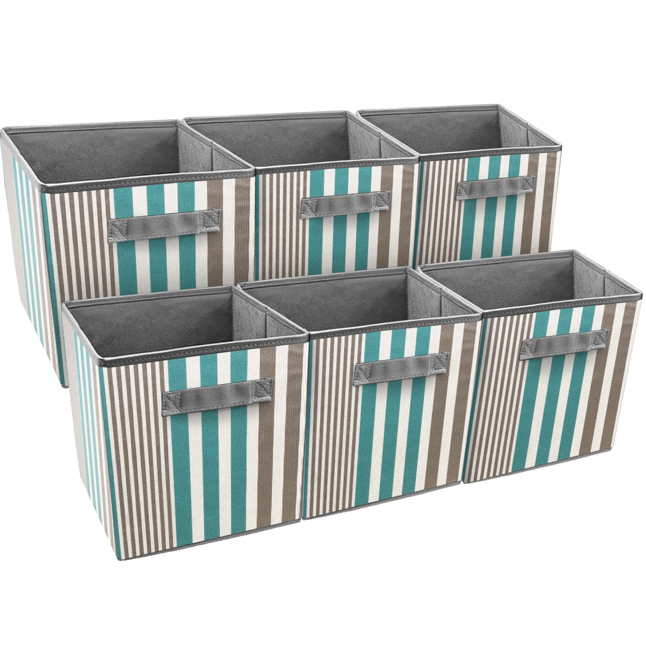 Sorbus Foldable Storage Cube Basket Bin, 6 Pack, Vertical Stripe Line Pattern