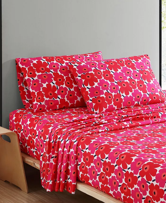 Marimekko Mini Unikko Dark Red Standard Pillowcase Pair