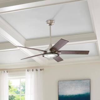 Home Decorators Collection Merienda 56 in. LED Brushed Nickel Ceiling Fan with Light AM686-BN