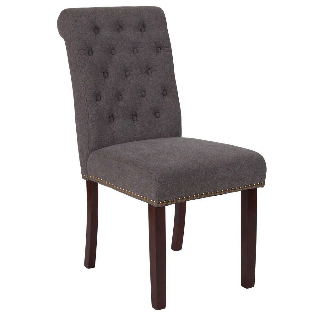 Button tufted Wood Parsons Chair