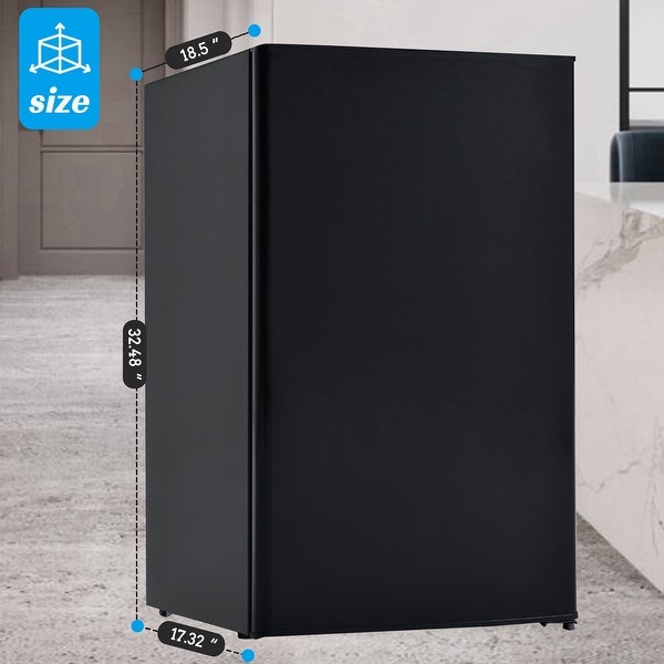 3.2 Cu.ft Mini Fridge with Reversible Door， Refrigerator with Freezer - 18.5''(L) x 17.32''(W) x 32.48''(H)