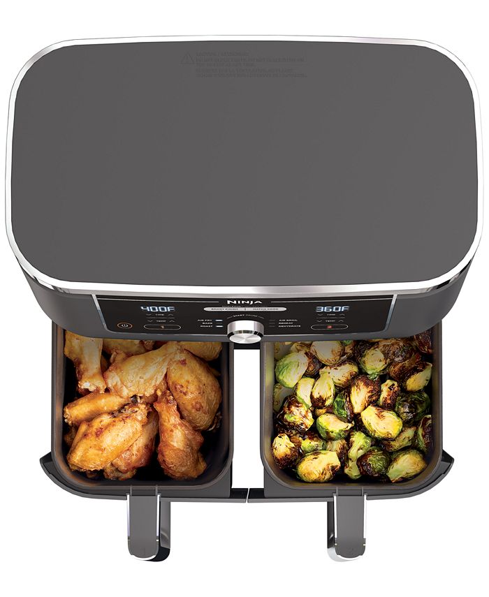 Ninja Foodiandreg DZ401 6-in-1 10-qt. XL 2-Basket Air Fryer with DualZone Technology- Air Fry， Broil， Roast， Dehydrate， Reheat and Bake， Family Sized