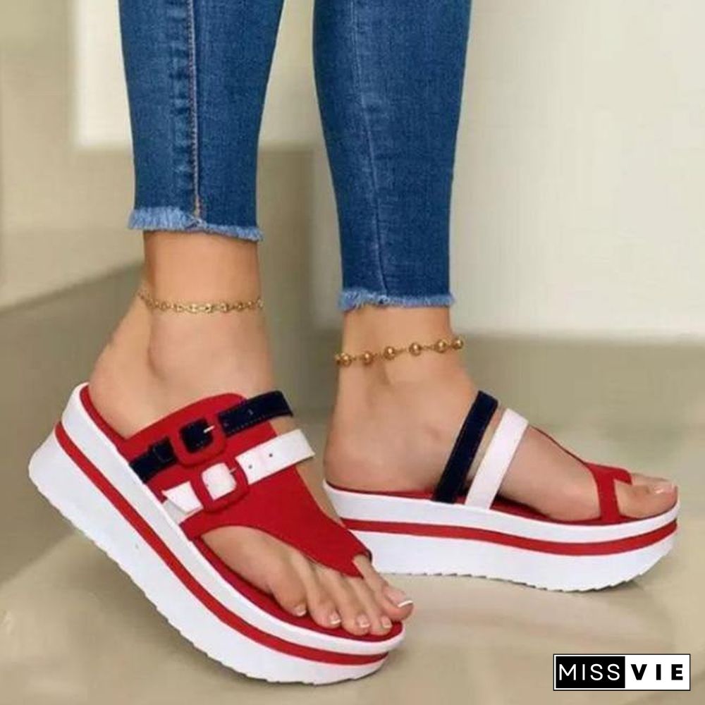 Summer Fashion Women's Wedges Sandals Beach Casual Female Platform Peep Toe Shoes Slingback Lady Mixed Colors Buckle Sandals