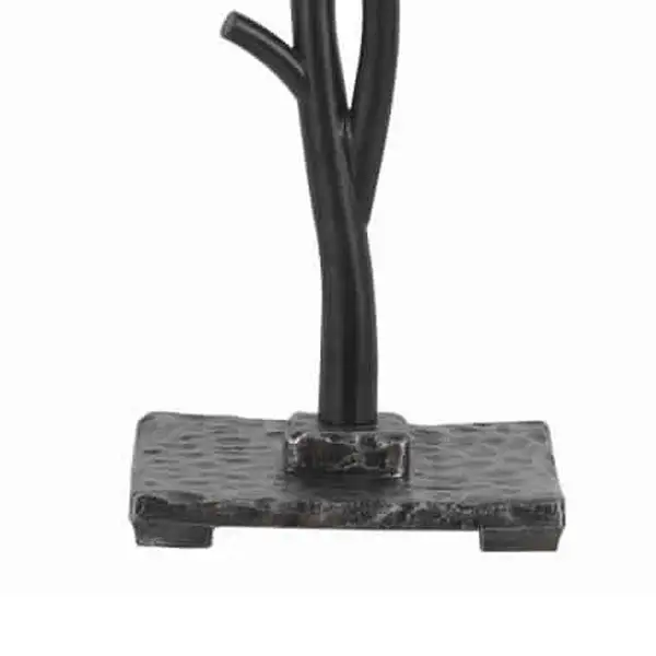 Metal Tree and Bird Body Table Lamp with Tapered Shade， Black and Beige