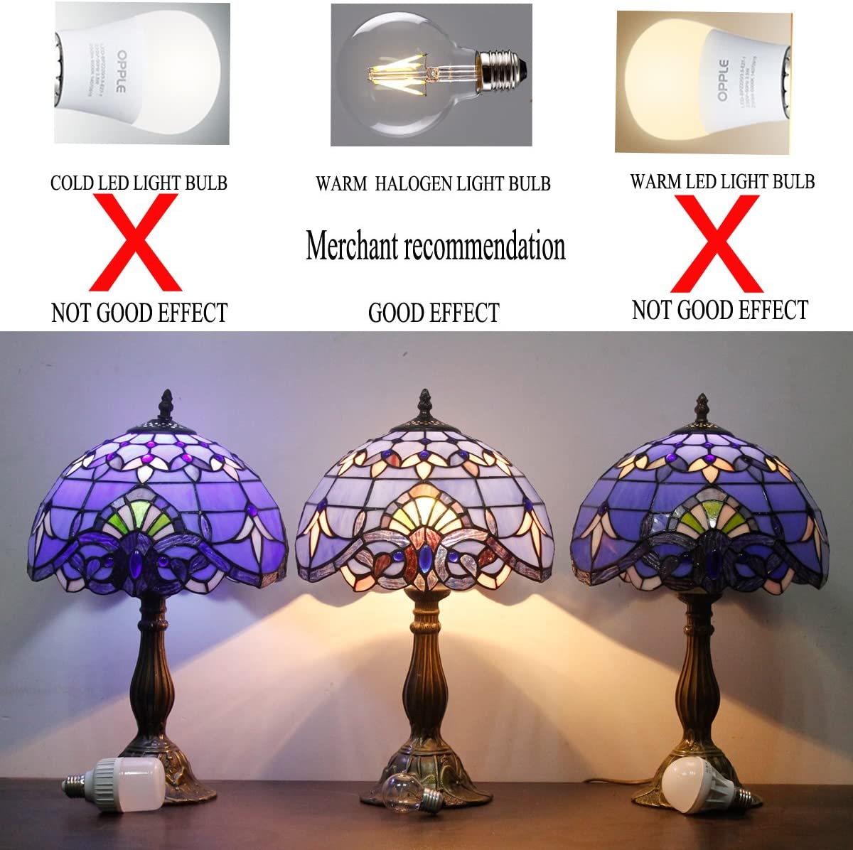 SHADY Tiffany Lamp Stained Glass Table Lamp 12X12X18 Inches Blue  Baroque Style Lavender Bedside Reading Desk Light Decor Bedroom Living Room Home Office S003C Series