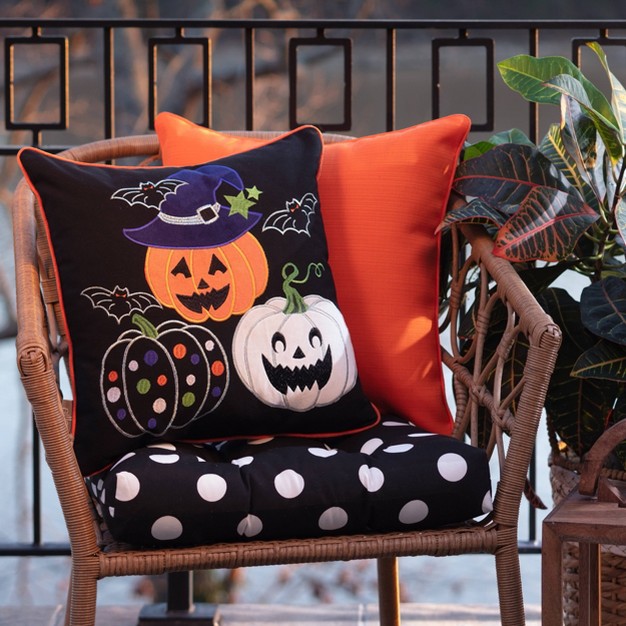 Indoor Thanksgiving Pumpkin Fun Black Square Throw Pillow Pillow Perfect