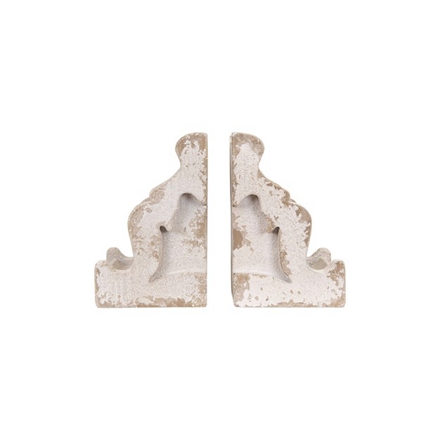 Set Of 2 Corbel Shaped Bookends White Storied Home