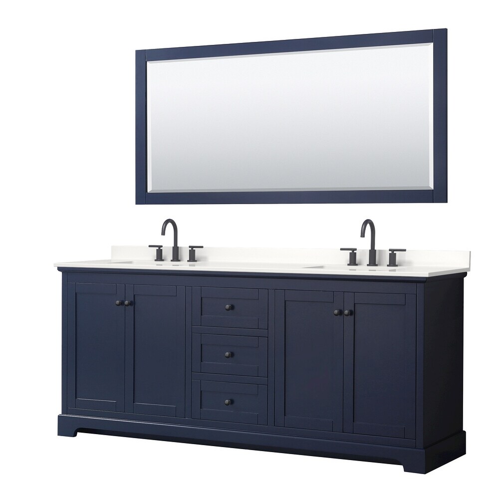 Avery 80 inch Double Vanity  Quartz Top  70 inch Mirror