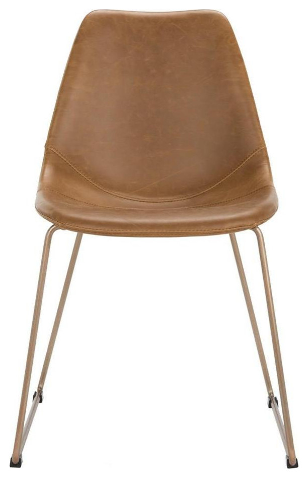 Ginger Midcentury Modern Leather Dining Chair Set of 2 Light Brown / Copper   Modern   Dining Chairs   by Virgil Stanis Design  Houzz