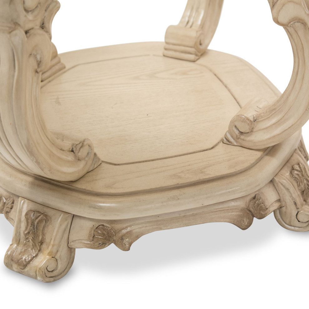 Michael Amini Platine de Royale Wood End Table   Champagne   Victorian   Side Tables And End Tables   by Michael Amini  Houzz