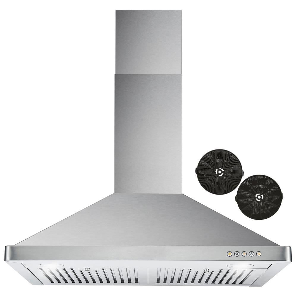 Cosmo 30 in Ductless Wall Mount Range Hood in Stainless Steel with LED Lighting and Carbon Filter Kit for Recirculating