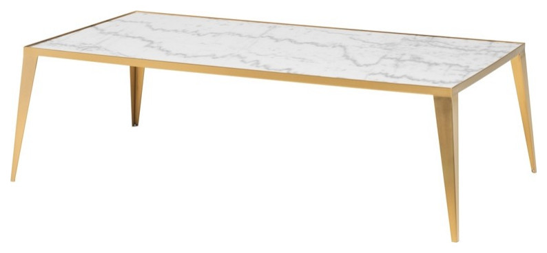 Caruso Coffee Table White Marble Top Brushed Gold   Modern   Coffee Tables   by V.S.D Furniture  Houzz