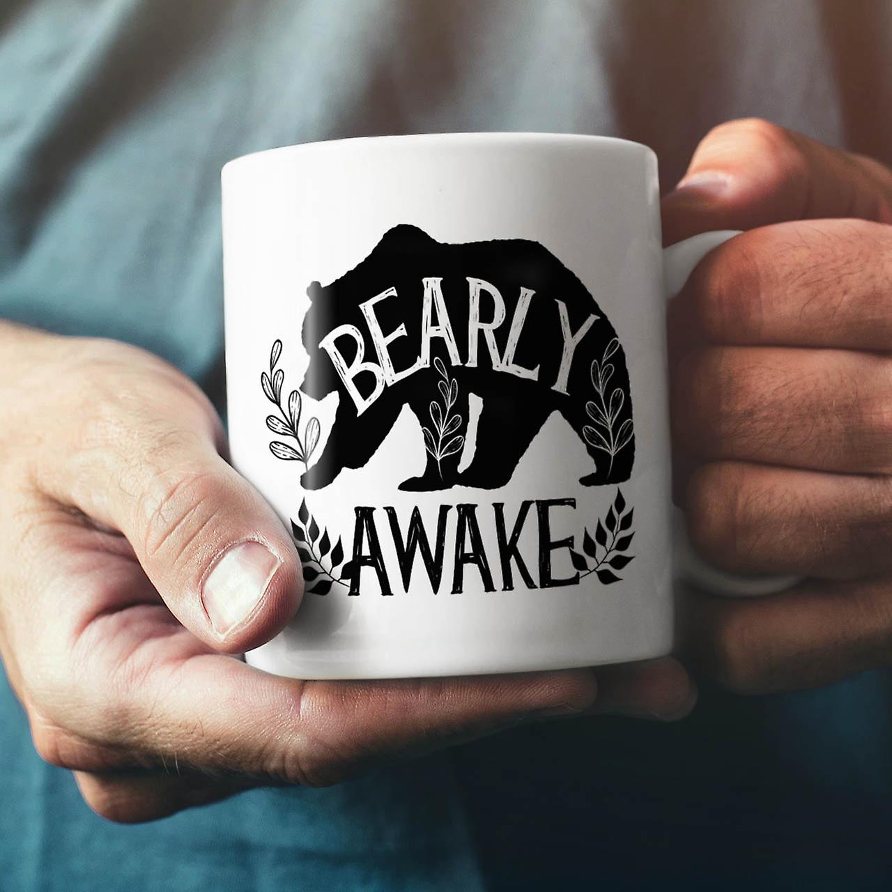 Bear Bearly Awake NEW White Tea Coffee Ceramic Mug 11 oz | Wellcoda