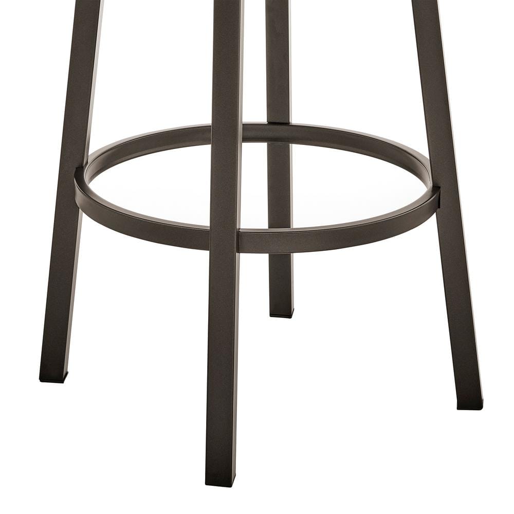 Armen Living Cohen 30 in. Bar Height Low Back Swivel Bar Stool in Java Brown and Chocolate Faux Leather 721535761951