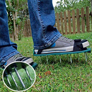 Fyeme Lawn Aerator Spike Shoes 3 Straps With Strong Metal Buckle Heavy Duty Spikes Foot Sandal Setfor Aerating Your Lawn or Yard