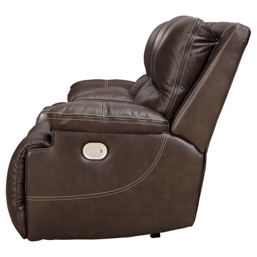 Signature Design by Ashley Ricmen Leather Power Dual Adjustable Reclining Loveseat