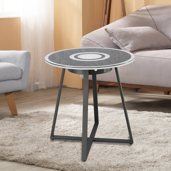 Modern Smart Side Round Coffee Table with USB and LED 5 lights and Bluetooth in Glass