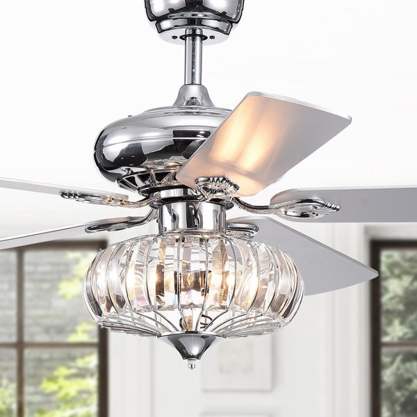 Kyana DeBase 52-Inch 5-Blade Chrome Lighted Ceiling Fans with Crystal Bowl Shade (Optional Remote Control) Shopping - The Best Deals on Ceiling Fans | 28414583