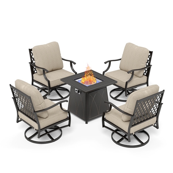 MAISON ARTS 5Piece Patio Conversation Set with 28'' Gas Fire Pit Table