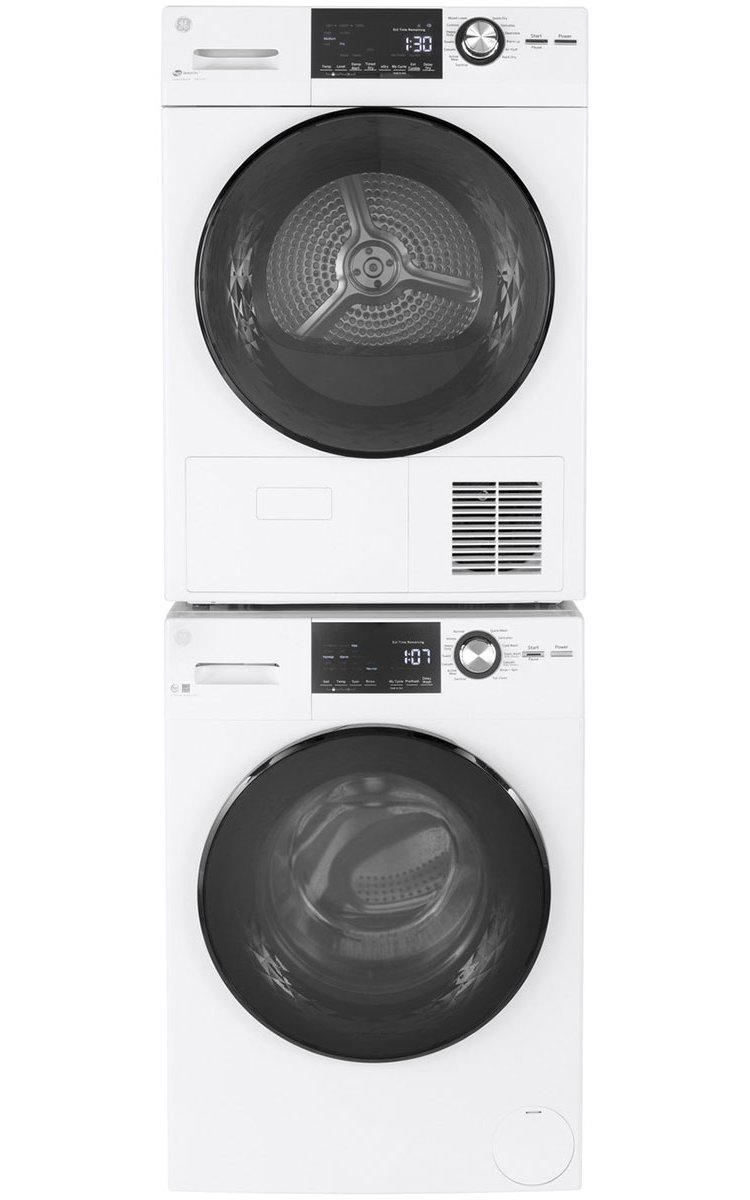 GE 4.1 Cu. Ft. White Smart Front Load Ventless Condenser Electric Dryer With Stainless Steel Basket