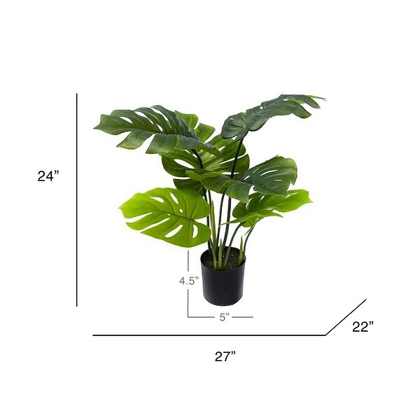 Artificial Split Leaf Philodendron Monstera Plant in Black Pot