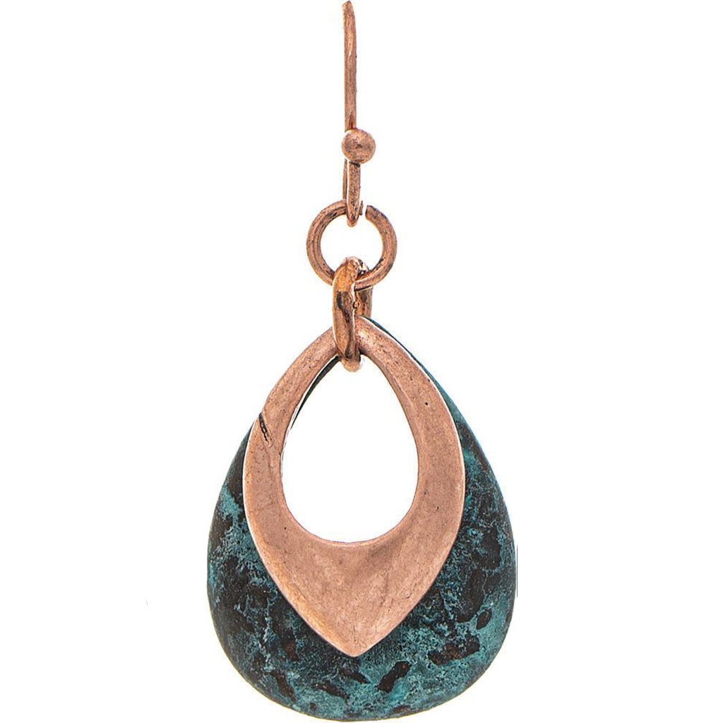 Rain  Patina Copper Layered Teardrops Earring