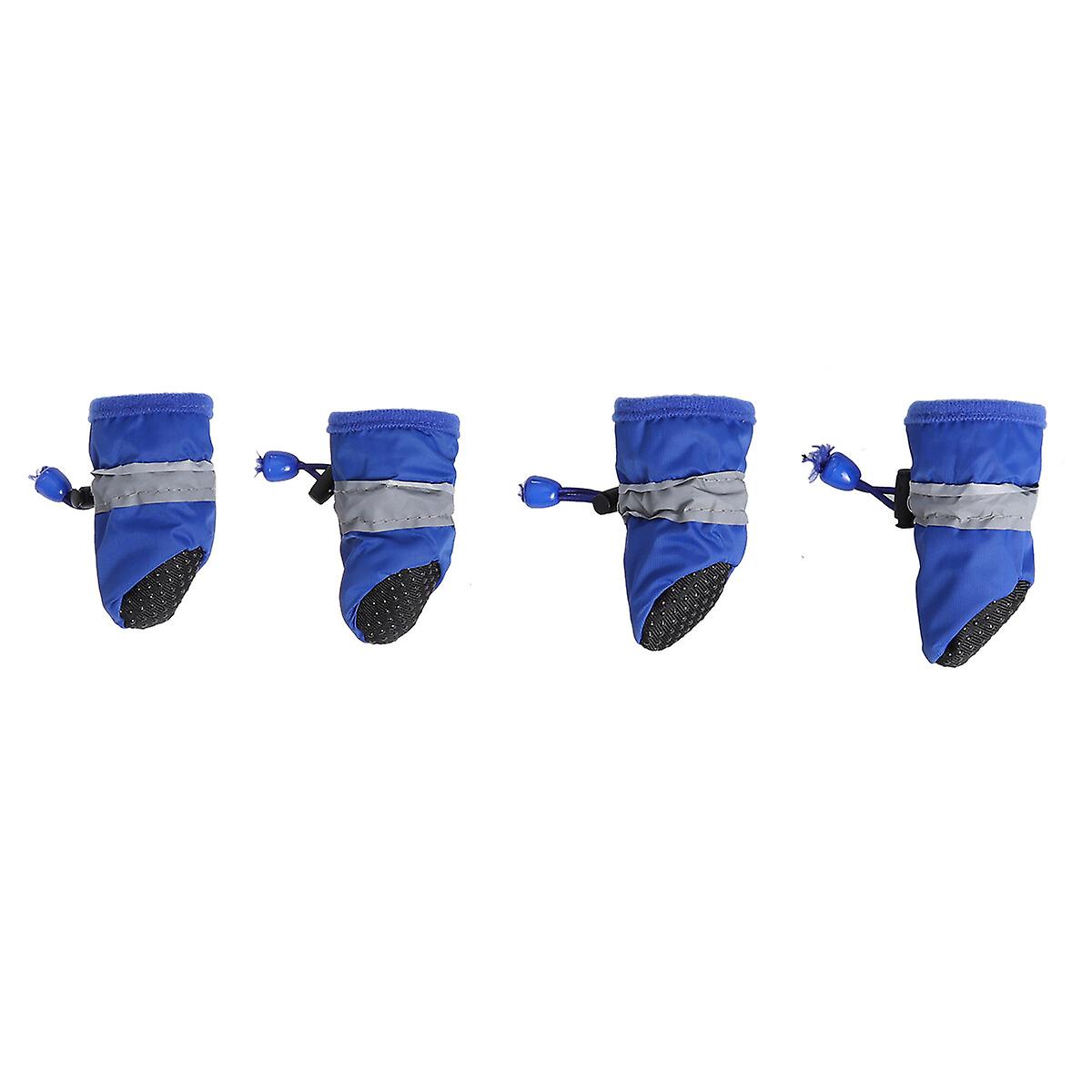 4 Pcs Waterproof Anti Dog Boots All Seasons Pet Booties For Small To Medium Dogs Size Xxxl (blue)