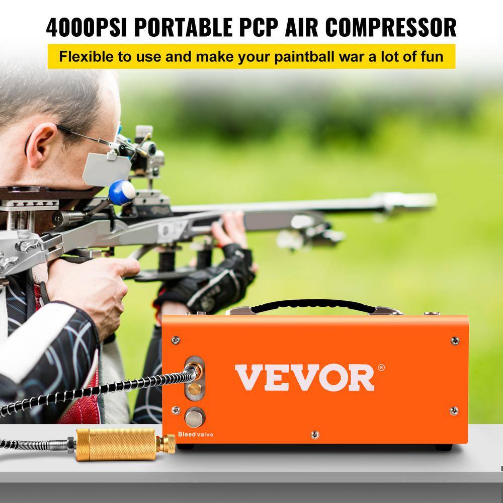 VEVOR PCP Air Rifle Pump 0.4 Gal. 4500 PSI Portable Electric Pancake Air Compressor 110220-Volt AC with Built-in AdapterFan G220V110V12V-8ZGGV1