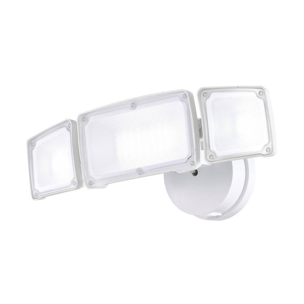 AWSENS 3-Light White Outdoor Integrated LED Security Flood Light Wall or Eave Mount Flood Light AW5083-WH