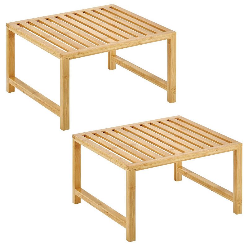 mDesign Wooden Stackable Shelf - Kitchen Food Organizer - 2 Pack