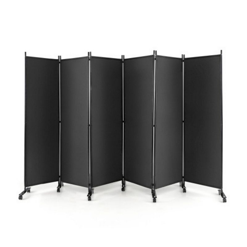 6 Panel 5.7 Feet Tall Rolling Room Divider on Wheels